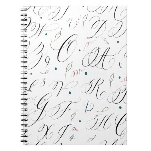 Elegant Calligrafie Alphabet Spiral Note Book Notitieboek (Voorkant)
