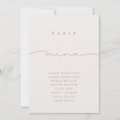 Elegant Calligrafie Beige Nine Tabel Nummer (Achterkant)