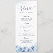 Elegant calligrafie blauwe waterverf florale bruil menu (Voorkant)