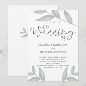 Elegant calligrafie Botanical Wedding Kaart (Voorkant / Achterkant)