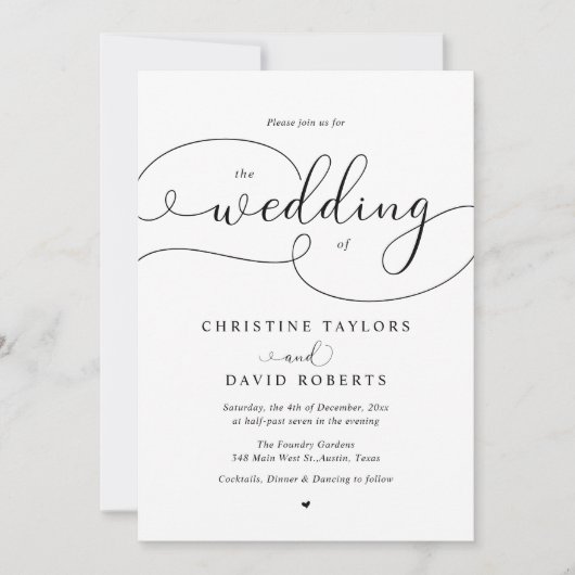 Elegant Calligrafie, Casual huwelijksuitnodiging Kaart (Voorkant)