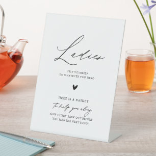 Elegant Calligrafie-dames Weddenschap Bathroom man Reclamebord Met Voetstuk