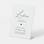 Elegant Calligrafie-dames Weddenschap Bathroom man Reclamebord Met Voetstuk (Voorkant)