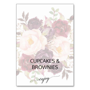 Elegant Calligrafie Faded Floral Buffet Labels Kaart