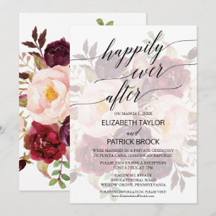 Elegant Calligrafie Faded Floral Elopement Kaart