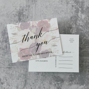 Elegant Calligrafie Faded Floral Hartelijk dank Briefkaart