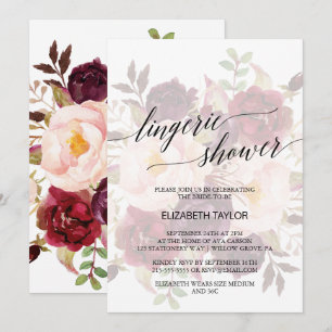 Elegant Calligrafie Faded Floral Lingerie Shower Kaart