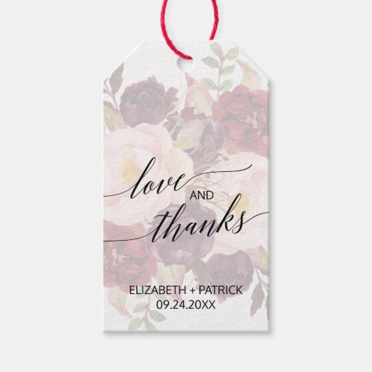 Elegant Calligrafie | Faded Floral Love & Bedankt Cadeaulabel (Voorkant)