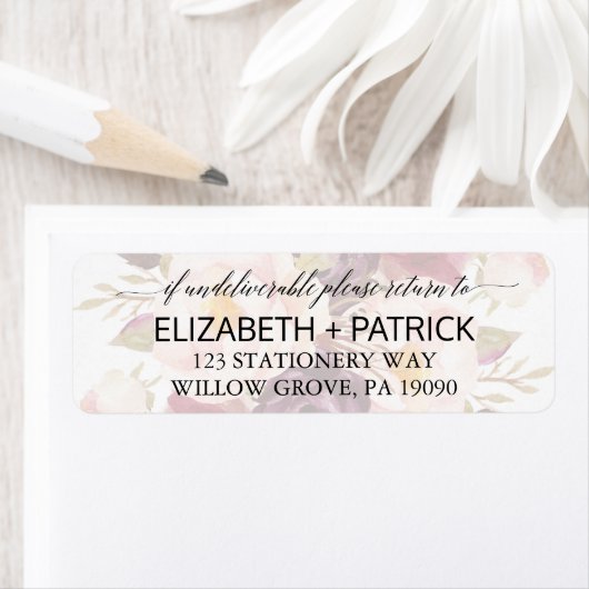 Elegant Calligrafie | Faded Floral Wedding Etiket (Insitu)
