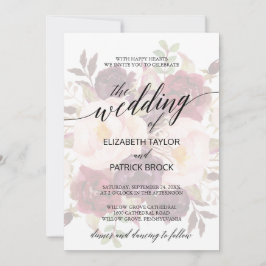 Elegant Calligrafie | Faded Floral Wedding Kaart