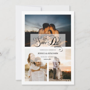Elegant Calligrafie Faux Vellum Effect 3 Foto Save The Date