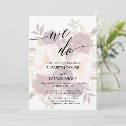 Elegant Calligrafie | Favoride Floral we wedden Kaart (Staand voorkant)