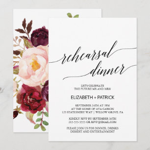 Elegant Calligrafie   Floral back-repetitief diner Kaart
