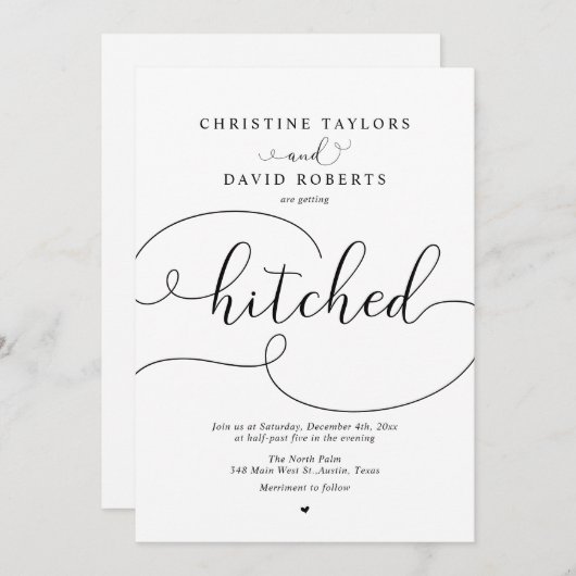 Elegant Calligrafie, gehitte uitnodiging (Voorkant / Achterkant)