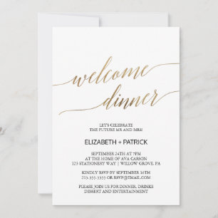 Elegant Calligrafie   Gold Welcome Dinner Kaart