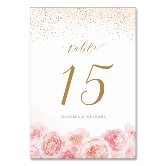 Elegant calligrafie goud & bloesse bruiloft kaart (Achterkant)