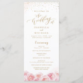 Elegant calligrafie goud & bloesse bruiloft programma (Voorkant)