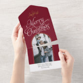 Elegant calligrafie kerstfeestfotokaarten all in one uitnodiging (Afscheurbaar)