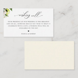 Elegant Calligrafie Lemon Wedding Wishing Well Informatiekaartje