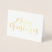 Elegant calligrafie Merry kerstfoto gold Folie Kaarten (Voorkant)