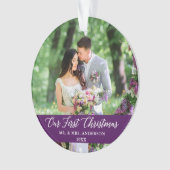 Elegant Calligrafie Ons eerste kerstPaars Ornament (voorkant)