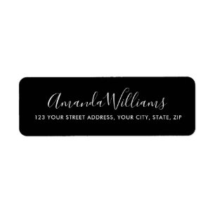 Elegant calligrafie script eenvoudig zwart adres etiket