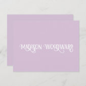 Elegant Calligrafie Script Light Lavender Note Car Notitiekaartje (Voorkant / Achterkant)