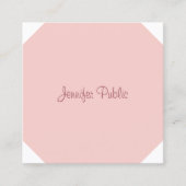 Elegant Calligrafie Script Moderne Blush Pink Vierkante Visitekaartje (Voorkant)