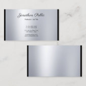 Elegant Calligrafie Script Moderne Silver Graceful Visitekaartje (Voorkant / Achterkant)