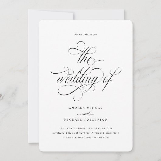 Elegant Calligrafie Script Rond Corner Weddenschap Kaart (Voorkant)