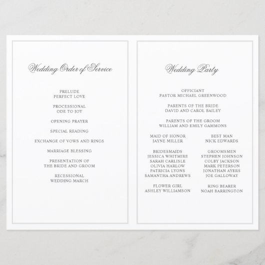 Elegant Calligrafie script vouded Wedding Program (Achterkant)