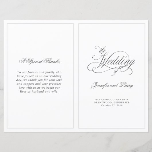 Elegant Calligrafie script vouded Wedding Program (Voorkant)