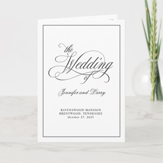Elegant Calligrafie script vouded Wedding Program Kaart (Voorkant)