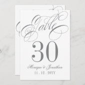 Elegant Calligrafie Silver Table Number Kaart (Voorkant / Achterkant)