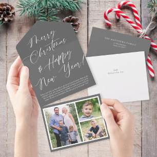 Elegant Calligrafie Traan Away Photo Holiday Card All In One Uitnodiging
