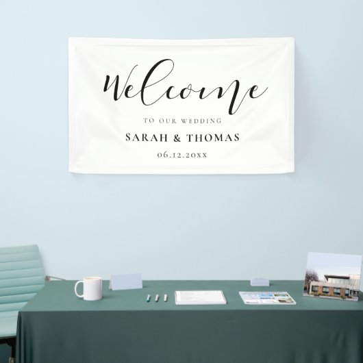 Elegant calligrafie Welkom bij onze bruiloft Spandoek (Beurs)