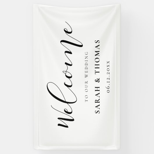 Elegant calligrafie Welkom bij onze bruiloft Spandoek (Verticaal)