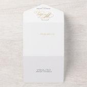 elegant calligrafiegoud (geen ENV nodig) All In One Uitnodiging (Buitenkant)