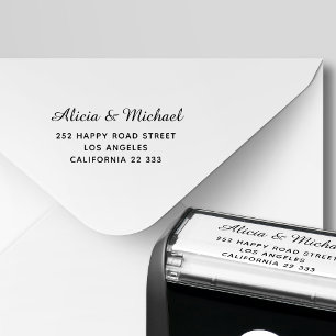 Elegant calligrafiescript trouwadres  zelfinktende stempel