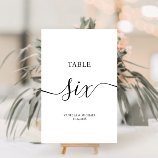 Elegant calligrafietabelnummer kaart