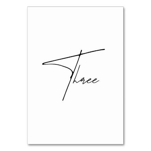 Elegant Calligraphic Wedding Tabel 3 tabelnummer Kaart (Voorkant)