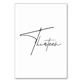 Elegant Calligraphic Wedding Table 13 tabelnummer Kaart