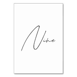 Elegant Calligraphic Wedding Table 9 tabelnummer Kaart