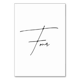 Elegant Calligraphic Weduwtabel 4 tabelnummer Kaart
