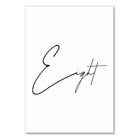 Elegant Calligraphic Weduwtabel 8 tabelnummer Kaart (Voorkant)