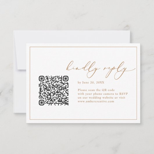 Elégant Calligraphie Mariage code QR Cartes RSVP (Devant)