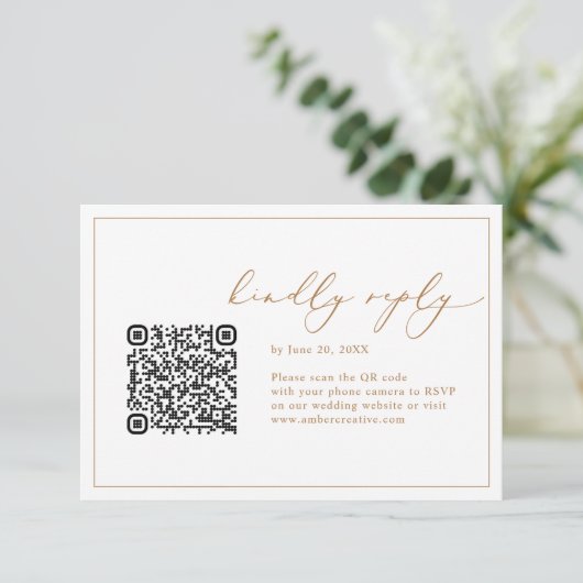 Elégant Calligraphie Mariage code QR Cartes RSVP (Debout devant)