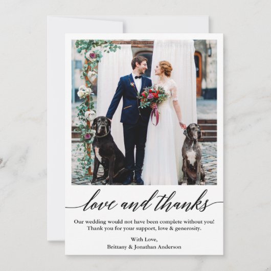 Élégant Calligraphie Script amour Merci Mariage (Devant)