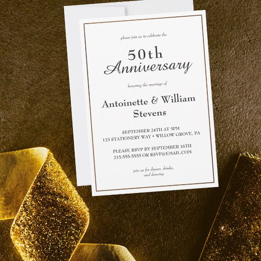 Elegant Calligraphy 50th Wedding Jubileum Kaart