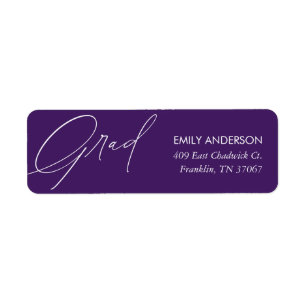 Elegant Calligraphy Afstuderen Paars Adres Etiket